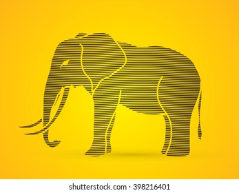 Elephant designed using line wave graphic vector.