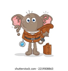 the elephant detective vector. cartoon character