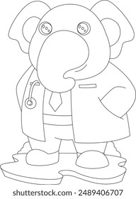 Elephant Doctor Doctor's coat Animal Vector Graphic Art Illustration