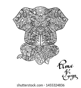 elephant doing yoga mandala pattern illustration background template print vector