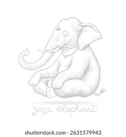 elefante fazendo ioga sentado em posição de lótus mandala de elefante indiano anti-stress coloração vetor de impressão