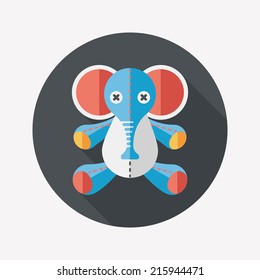 elephant doll flat icon with long shadow,eps10