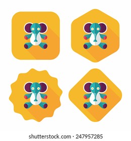 elephant doll flat icon with long shadow,eps10