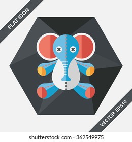 elephant doll flat icon with long shadow,eps10
