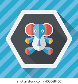 elephant doll flat icon with long shadow,eps10