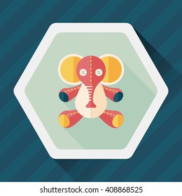 elephant doll flat icon with long shadow,eps10