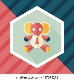 elephant doll flat icon with long shadow,eps10