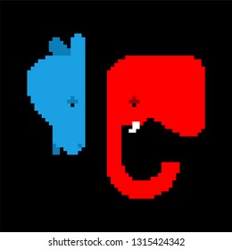 Elephant and Donkey icon. Democrat and Republican sign. Political patriotic animal