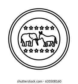 Elephant and donkey icon. Vote president election government  and campaign theme. Isolated design. Vector illustration