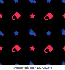 Elephant and Donkey pattern seamless. Democrat and Republican background. Political patriotic texture