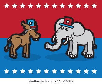 Elephant and Donkey representing political parties