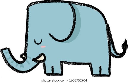 elephant doodle cute kawaii hand drawn crayon illustration kawaii