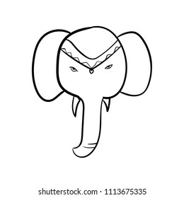 elephant doodle icon outline