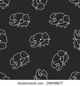 elephant doodle seamless pattern background
