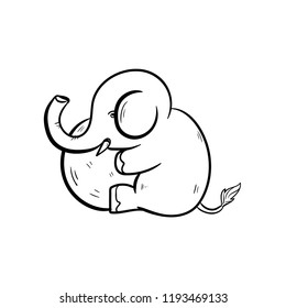 elephant doodle vector 