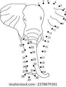 Elephant dot to dot coloring page