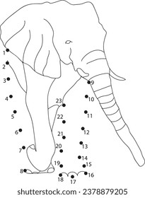 Elephant dot to dot colorpage