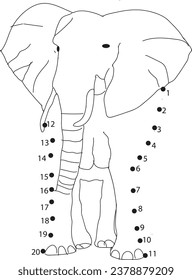 Elephant dot to dot coloring page