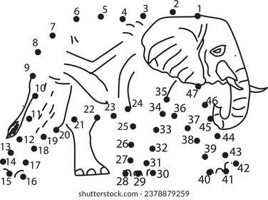 Elephant dot to dot coloring page