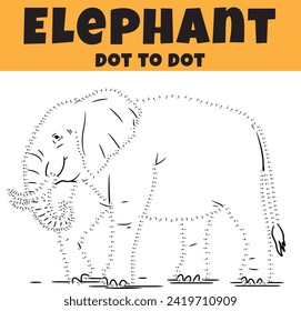 Elephant Dot to Dot Illustration for kids activity