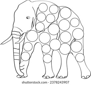 Elephant dot marker coloring page