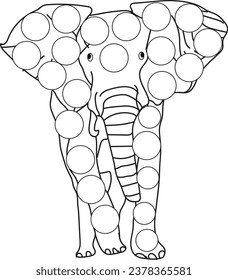 Elephant dot marker coloring page