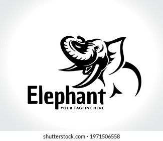 elephant drawing art logo design illustration