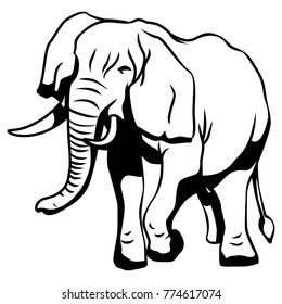 Elephant Drawing Black White Illustration Design Stock Vector (Royalty ...