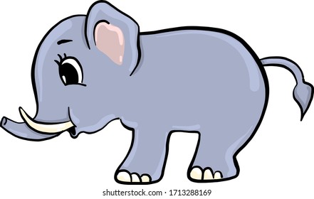 Elephant drawing, illustration, vector on white background