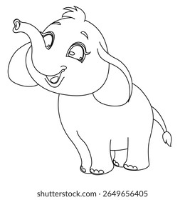 Elephant drawing with simple clean lines. Perfect for printable coloring books, animal flashcards, or early childhood education.

