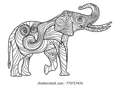 elephant drawn lines. vector. perfect for colouring page