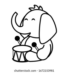 elephant with drum toy on white background, baby toys vector illustration design