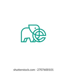 Elephant e letter logo design.