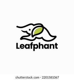 Elephant Ear Leaf Jumping Logo vector Icon Illustration