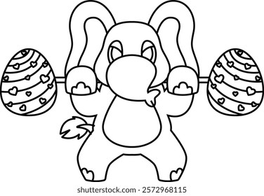 Elephant Easter Bodybuilding Animal Vector Graphic Art Illustration