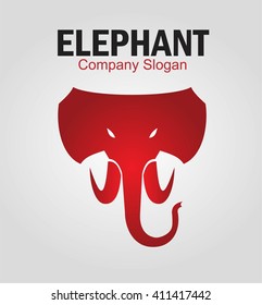 Elephant. Elephant elegant head. Elegant red elephant icon on the gray background.