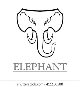 Elephant. Elegant Elephant head, white elephant head with black outline.  Suitable for team Mascot , team icon, corporate identity, community identity, product identity,  sign, etc