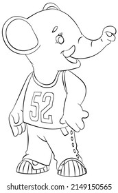 Elephant. Element for coloring page. Cartoon style.