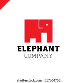 Elephant Emblem for Your Business. Company logo design. red color