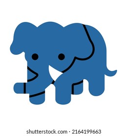 Icono elefante emoticono aislado de vector ilustración. Diseño de animales elefantes de estilo plano sobre fondo blanco