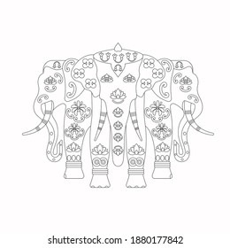 The elephant Erawan- Airavata is a character in Hindu mythology, the three-headed elephant of Indra. Anti-stress coloring pages..