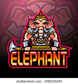 Elephant esport logo mascot design