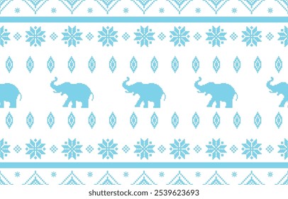 Elephant ethnic pattern. blue stripes, white background. Design for wallpaper,carpet, clothing, fashion, fabric.