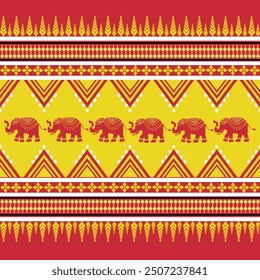 Elephant ethnic pattern ,tribal seamless tribal pattern.ethnic Indian elephant pattern.Design for elephants pants factory ,wallpapers background clothing, batik saree boder, wrapping and othe