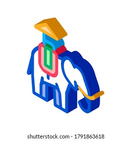Elephant For Excursions Icon Vector. Isometric Elephant Animal Traditional Thai Transport With Chair And Umbrella sign. color isolated symbol illustration
