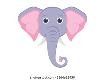 Elephant Face Cartoon Character Vector Illustration