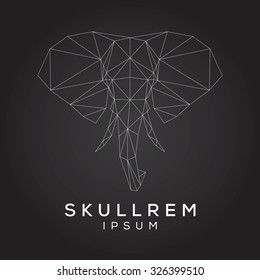 Elephant face emblem template for business. Abstract elephant head with grid lines. Vector illustration.