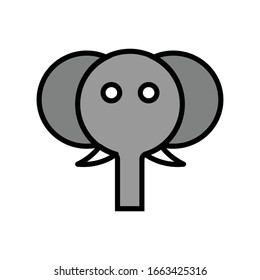 Elephant face with filled line icon vector