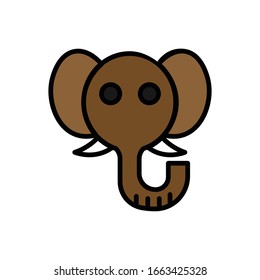 Cara elefante con icono de línea rellena vectorial