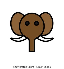Elephant face with filled line icon vector